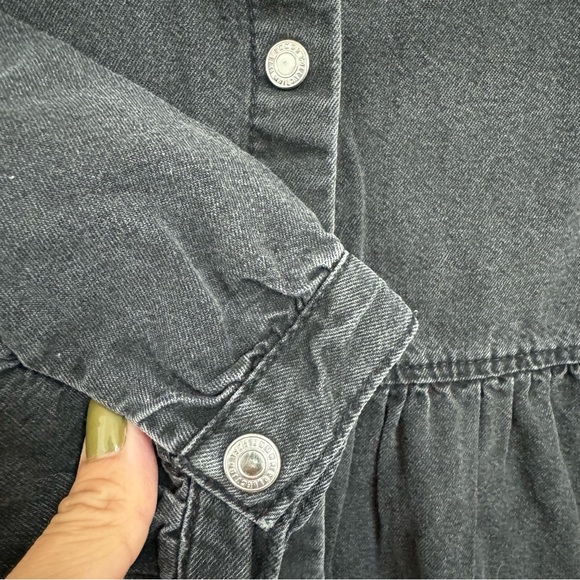 ZARA Kids Black Denim Tiered Shirt Dress - Picture 7 of 7